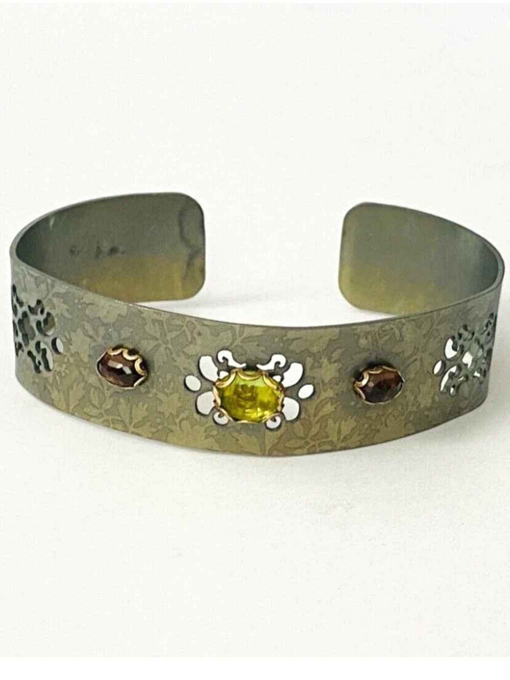 Holly Yashi Niobium Cutouts Semi Precious Stones 5/8" Mirabella Cuff Bracelet
